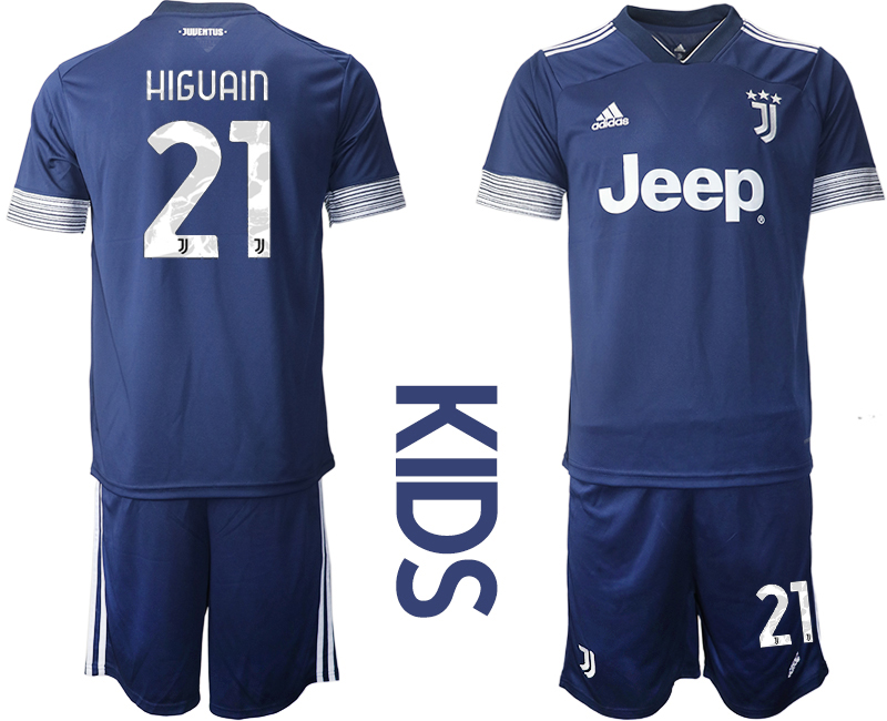 Youth 2020-2021 club Juventus away blue #21 Soccer Jerseys